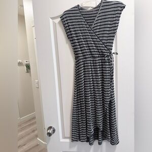 Caution To The Wind Black and White Patterned Wrap Dress